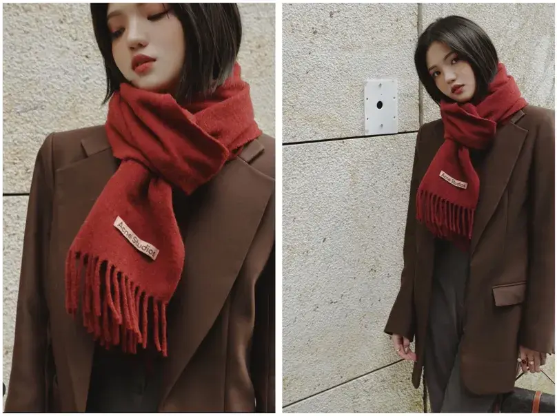 開箱｜時尚感飆升！Acne Studios check scarf 100% wool 圍巾